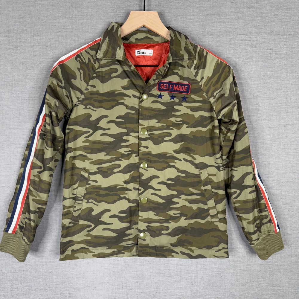 Epic Threads Kids‎ Camo Bomber Jacket Size Small Self Made Patch Military Style